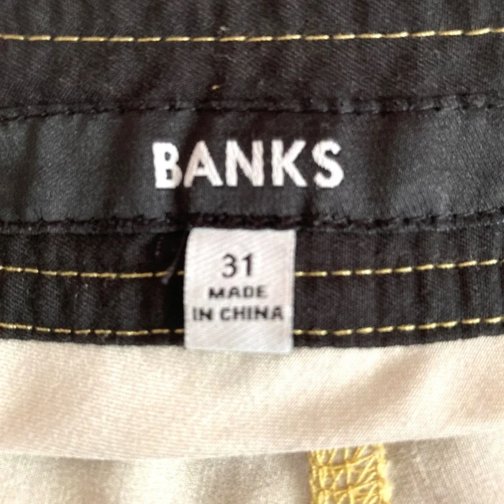 Banks Mens mustard yellow striped swimsuit size 31